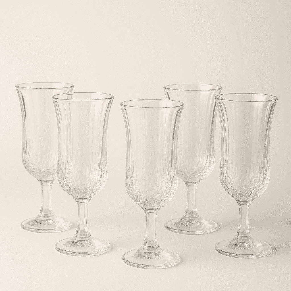 Taça de Vidro Elegante com Base Trabalhada - 6 Peças alidolado