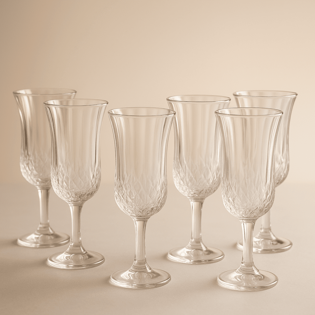 Taça de Vidro Elegante com Base Trabalhada - 6 Peças alidolado