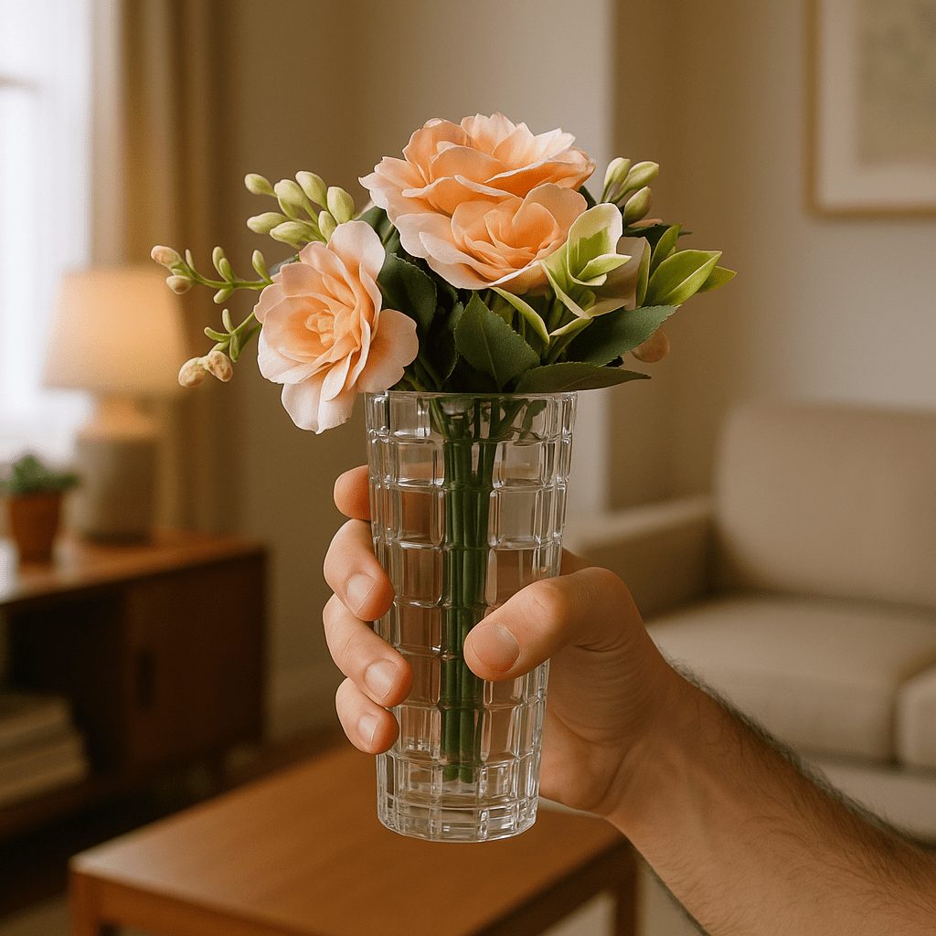 Vaso de Vidro Decorativo alidolado