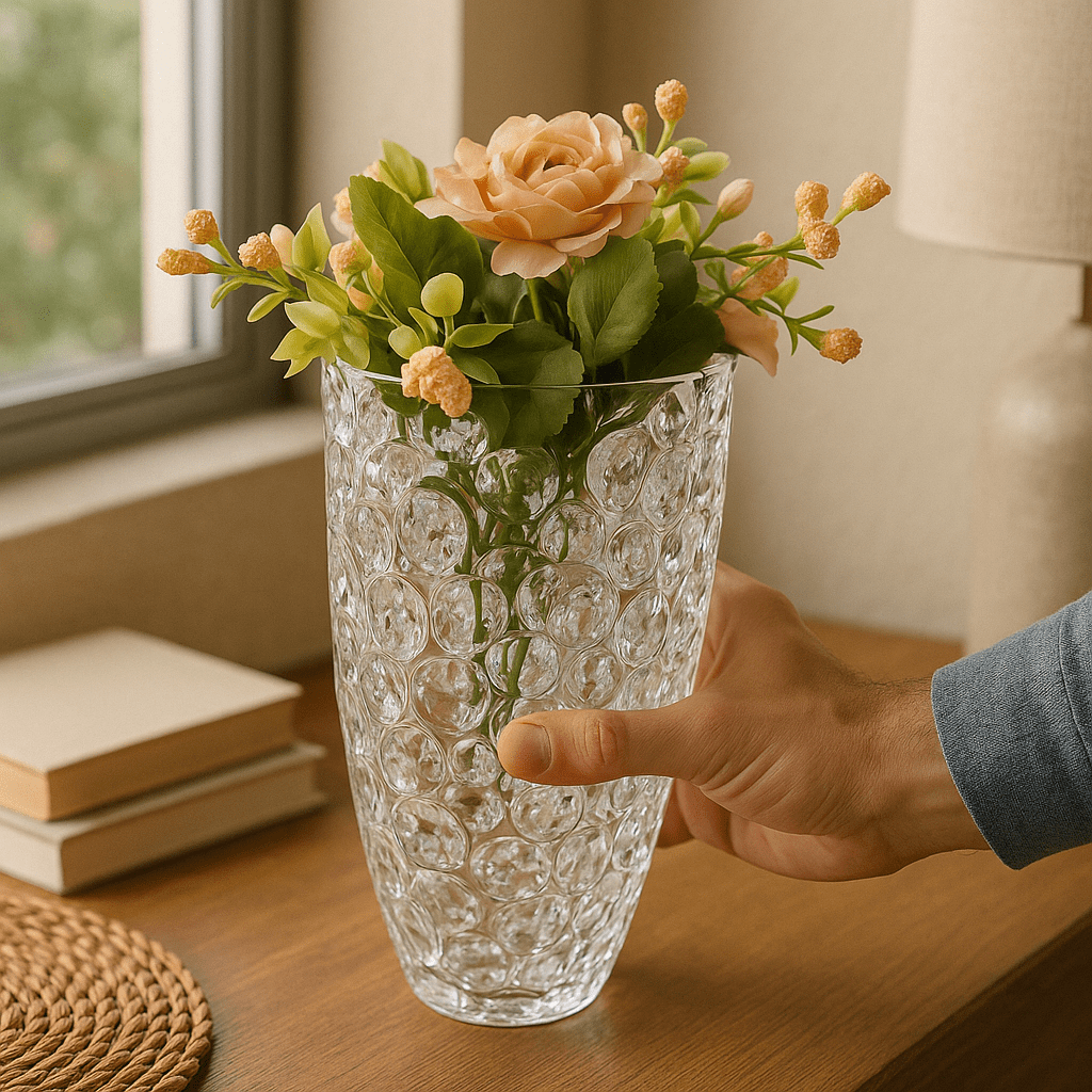 Vaso de Vidro com Textura Decorativa alidolado