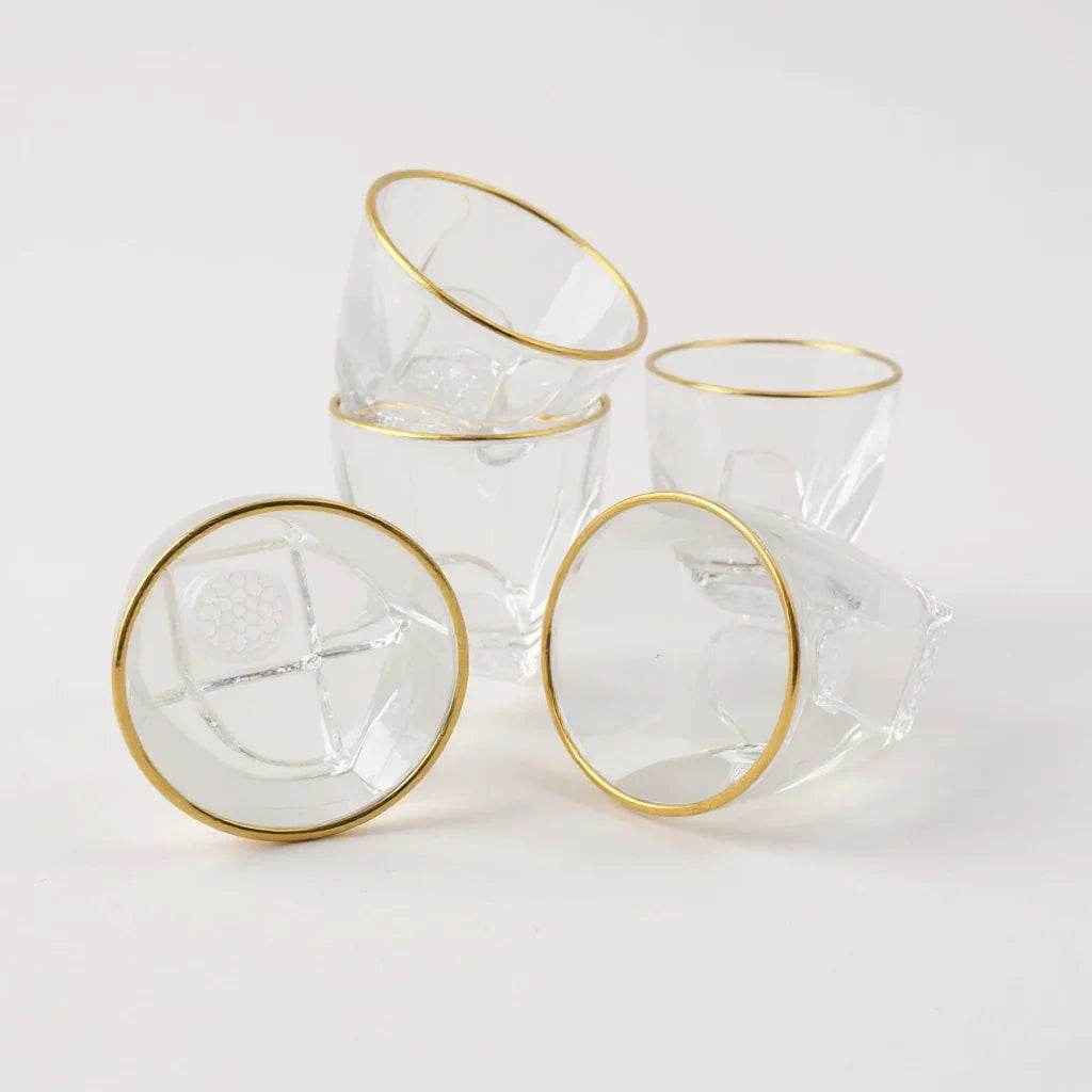 Conjunto de Copos com Borda Dourada 275ml 6 Peças Alidolado - Alidolado