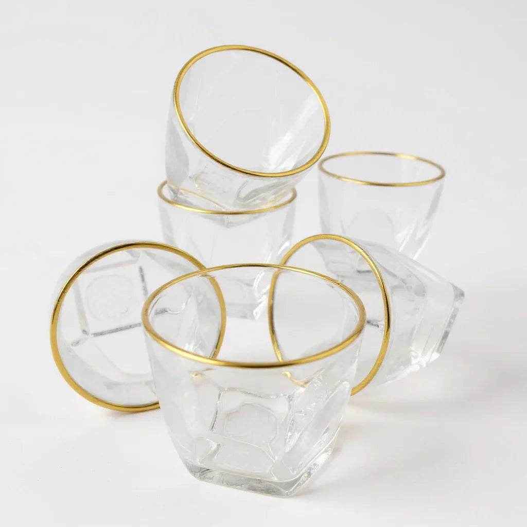 Conjunto de Copos com Borda Dourada 275ml 6 Peças Alidolado - Alidolado