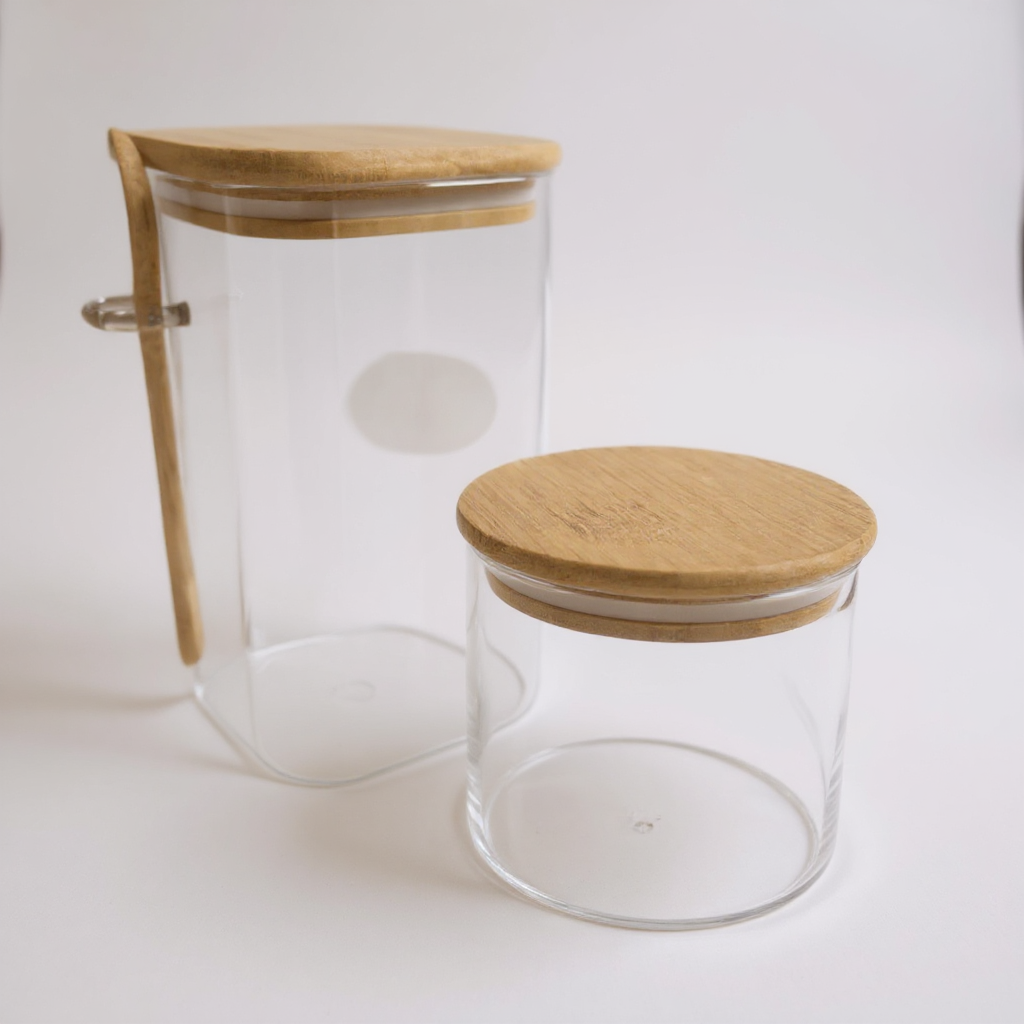 Conjunto de Potes Herméticos Tampa de Bambu 2 Peças Alidolado