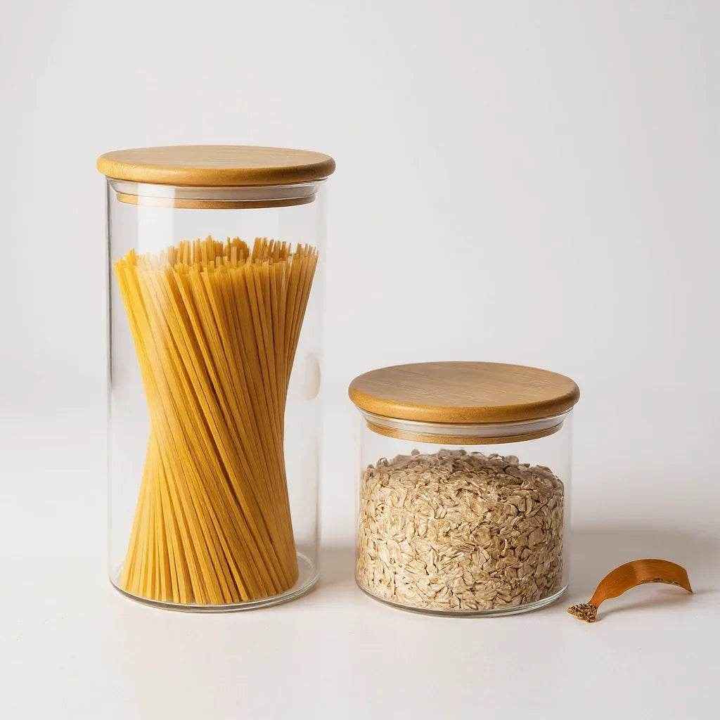 Kit de Potes Herméticos Tampa de Bambu 2 Peças Alidolado - Alidolado