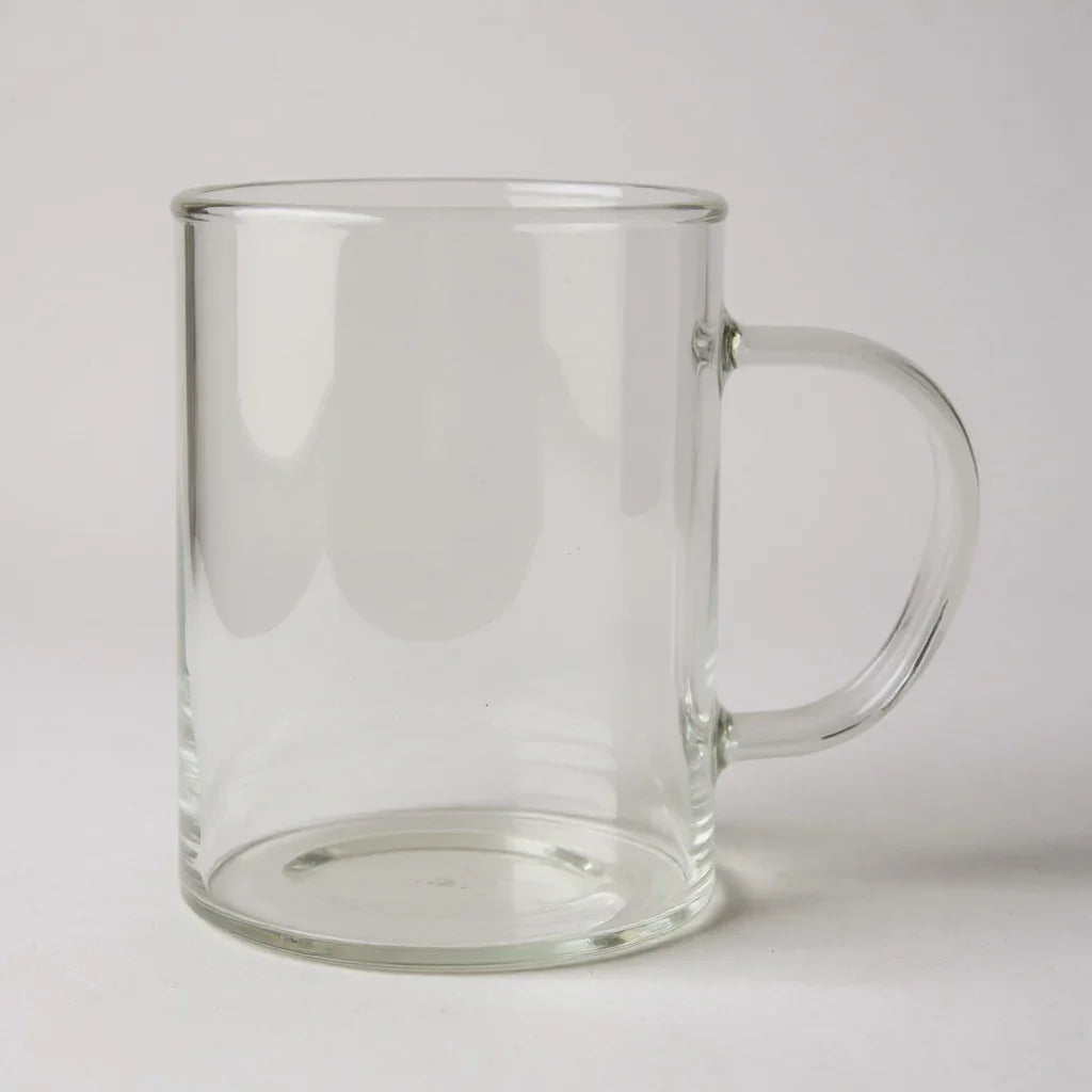 Caneca de Vidro Transparente com Alça Colorida 480ml