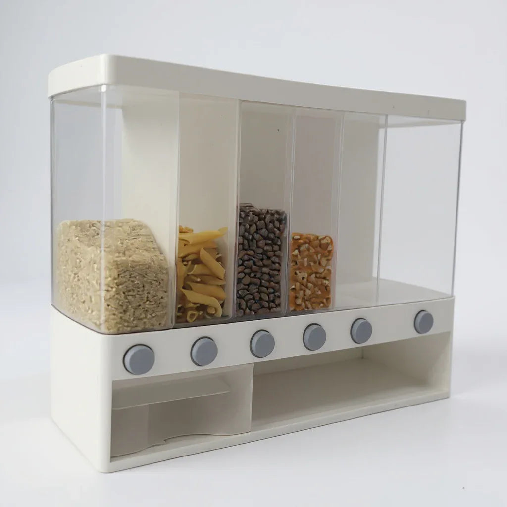 Dispenser Multifuncional para Grãos e Cereais com 6 Compartimentos