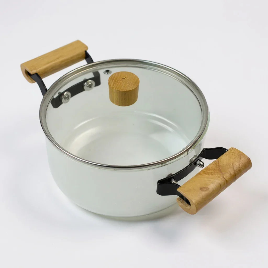 Panela de Vidro com Alças de Madeira 4L