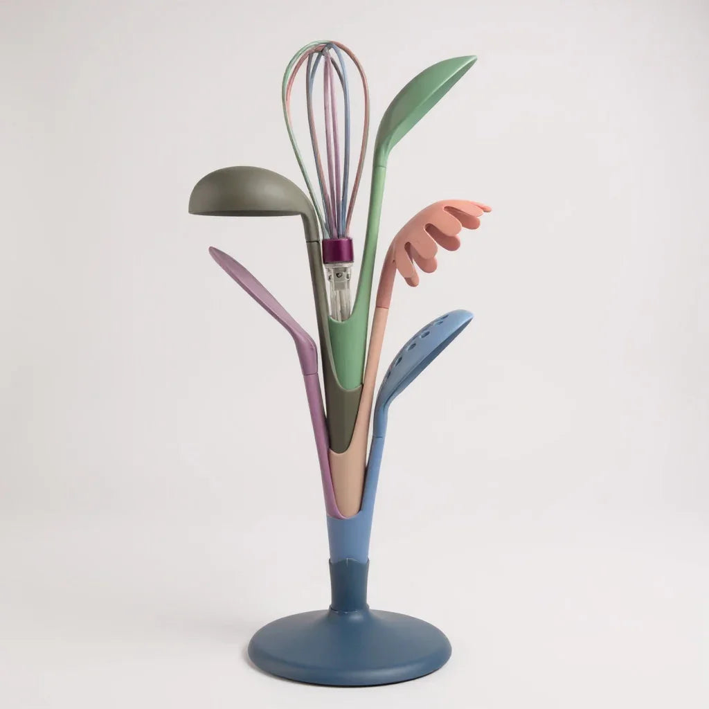 Kit de Utensílios Coloridos com Suporte Organizador para Cozinha
