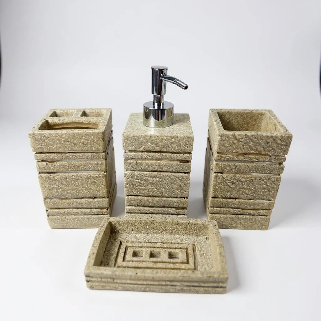 Conjunto de Acessórios para Banheiro Rustic Beige Alidolado