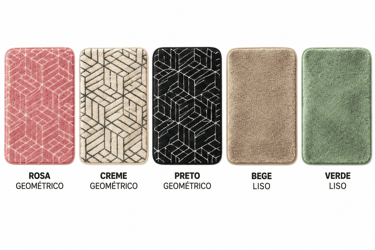 Tapete de Banheiro 40x60cm Antiderrapante Absorvente Macio Super Confortável Decorativo