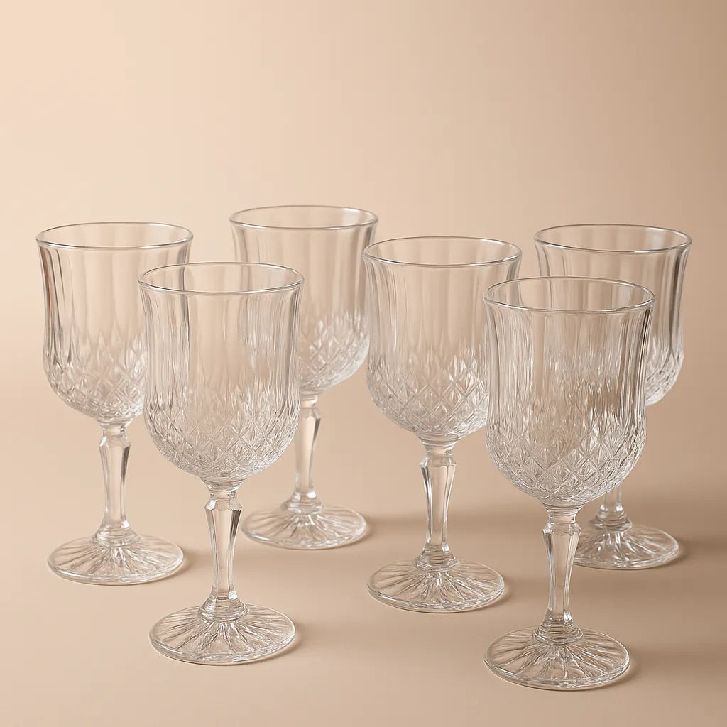 Taça de Vidro Transparente Elegante 6 Peças Alidolado