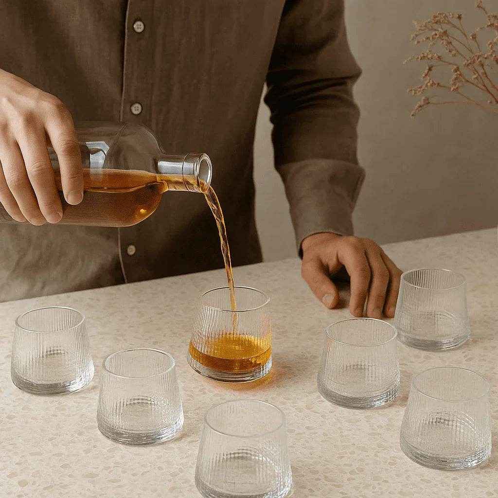 Conjunto de Copos Vidro Giratório 170ml 6 Peças Alidolado