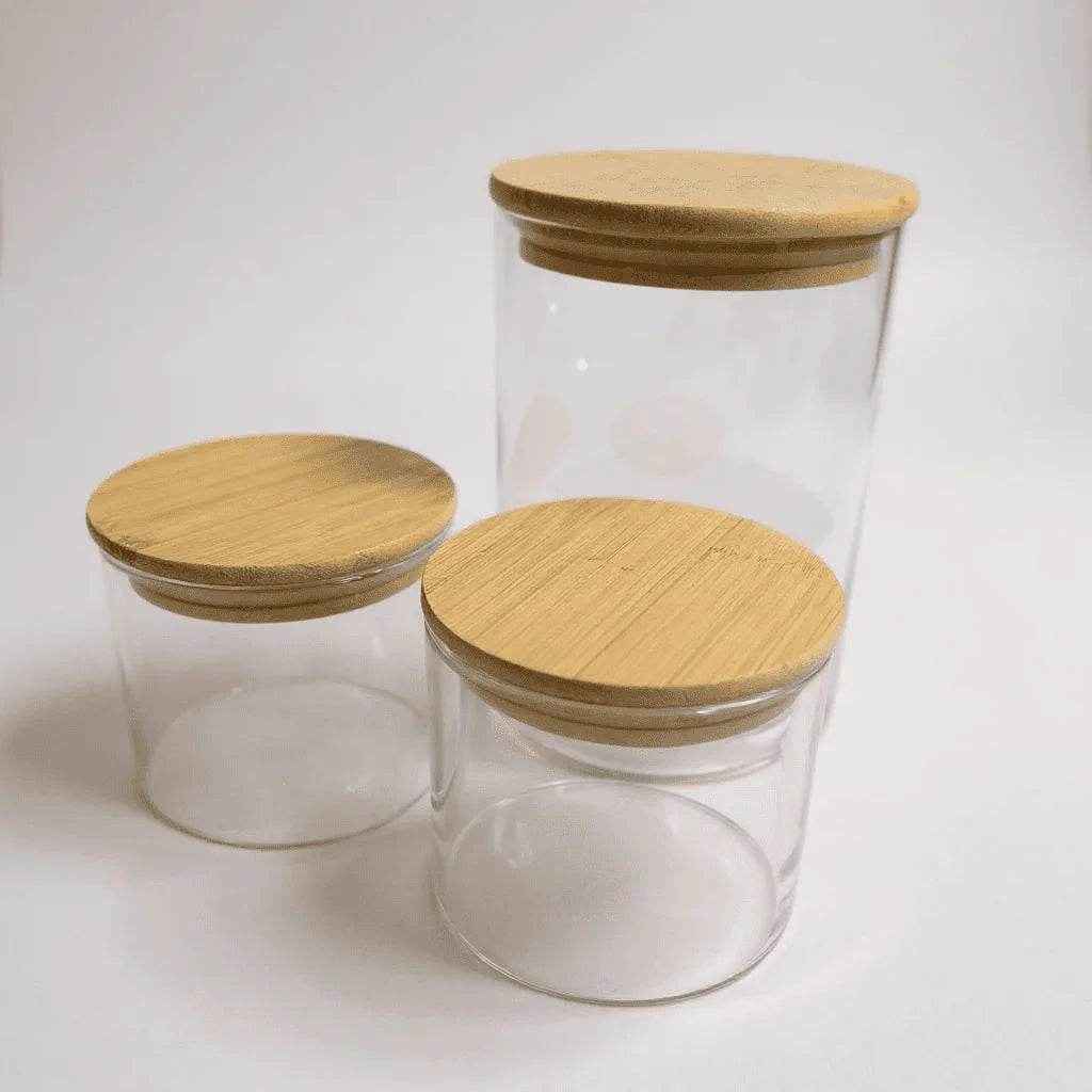 Conjunto de Potes Herméticos Tampa de Bambu 3 Peças Alidolado