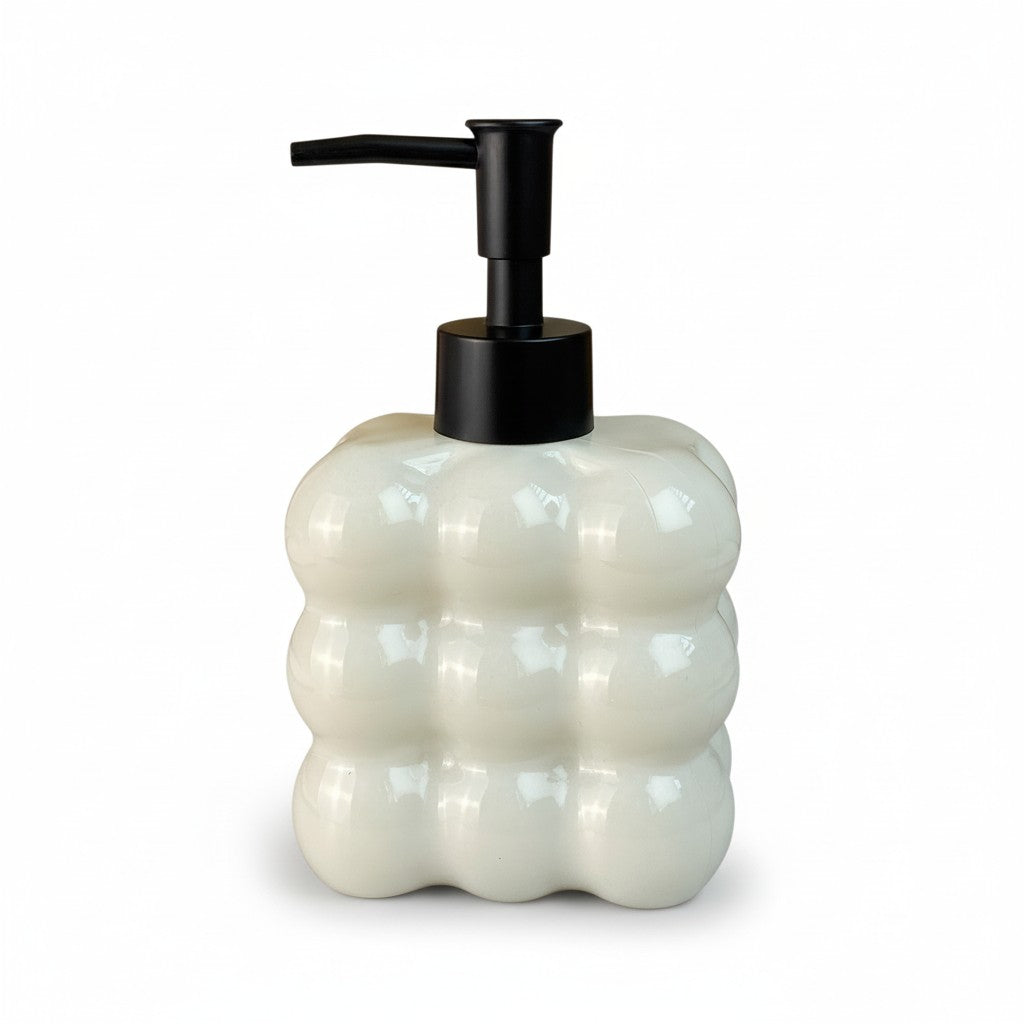 Dispenser de Vidro Preto Bolha com Bico Preto Fosco