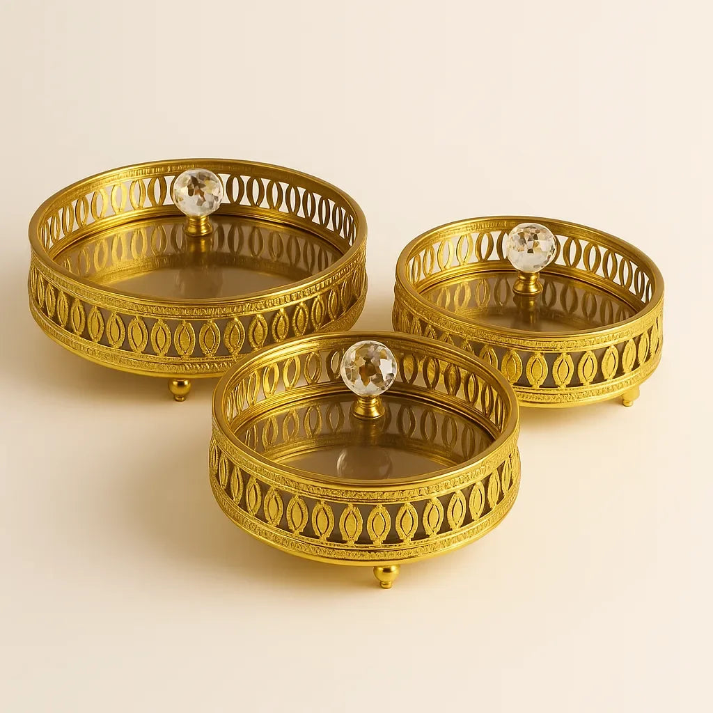 Conjunto de Bandejas Retangulares Decorativas 3 Peças Alidolado