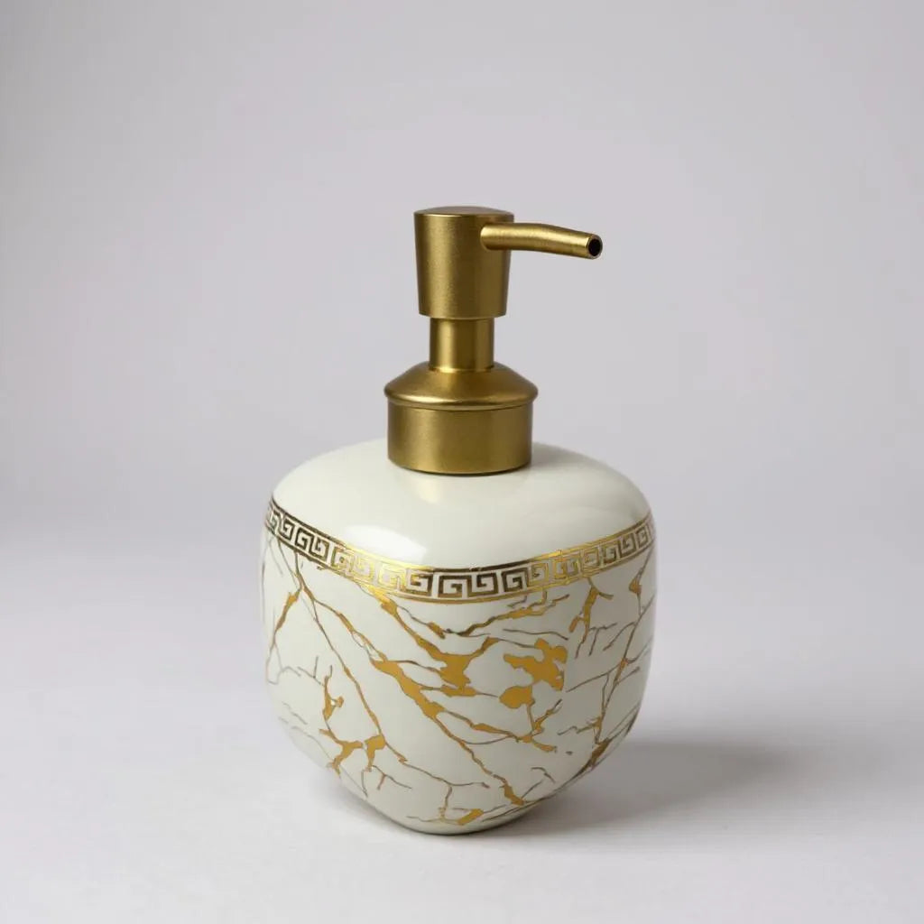 Dispenser de Sabonete Cerâmica Branco Elegance Alidolado