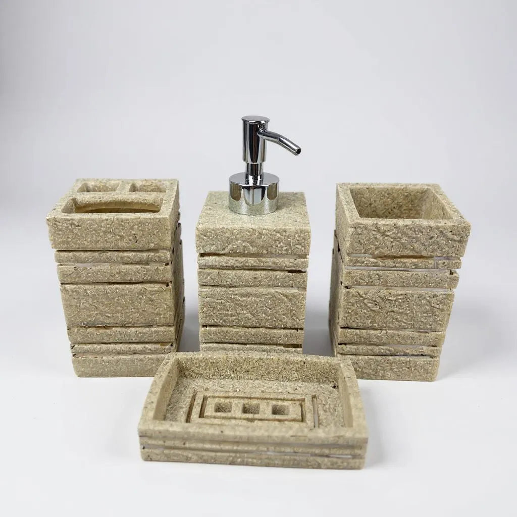 Conjunto de Acessórios para Banheiro Rustic Beige Alidolado