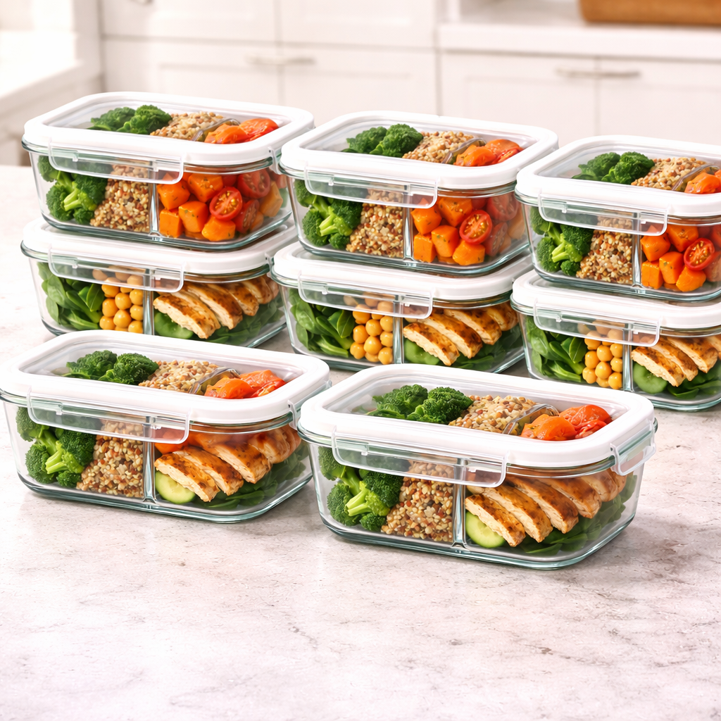 Kit 8 Potes Vidro Hermético Marmita 640ml Forno Refratário