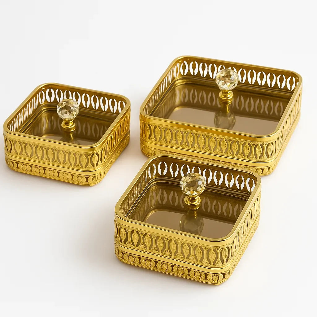 Conjunto de Bandejas Retangulares Decorativas 3 Peças Alidolado