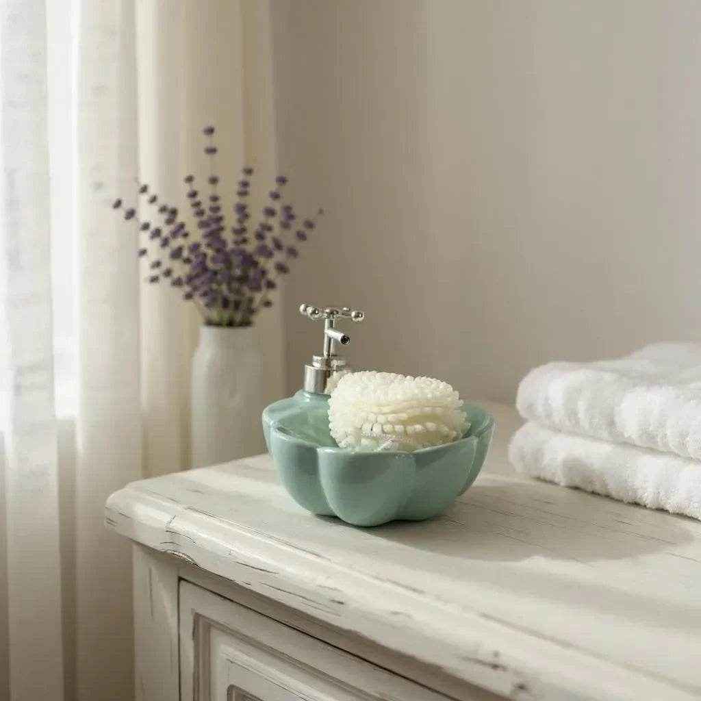 Dispenser de Sabonete Cerâmica Branco Elegance Alidolado
