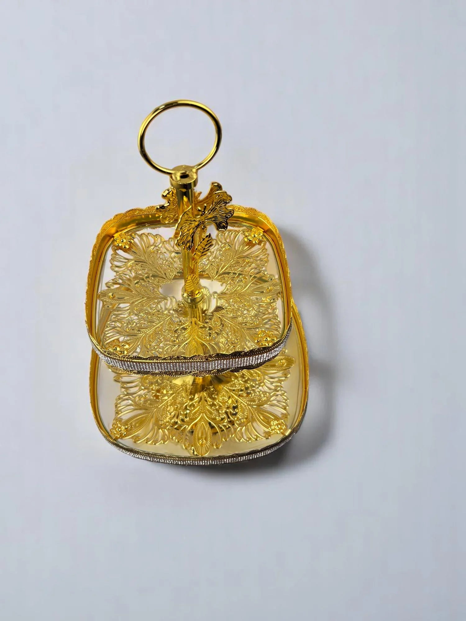 Centro de Mesa Decorativo em Vidro Dourado Alidolado