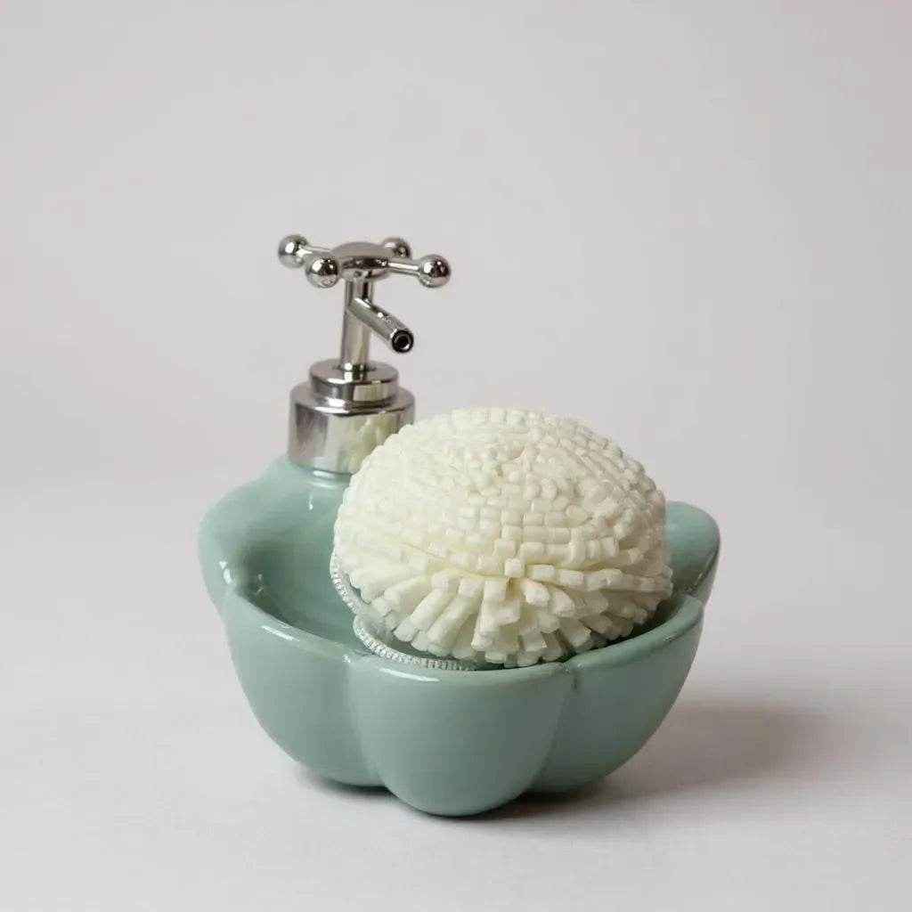 Dispenser de Sabonete Cerâmica Branco Elegance Alidolado