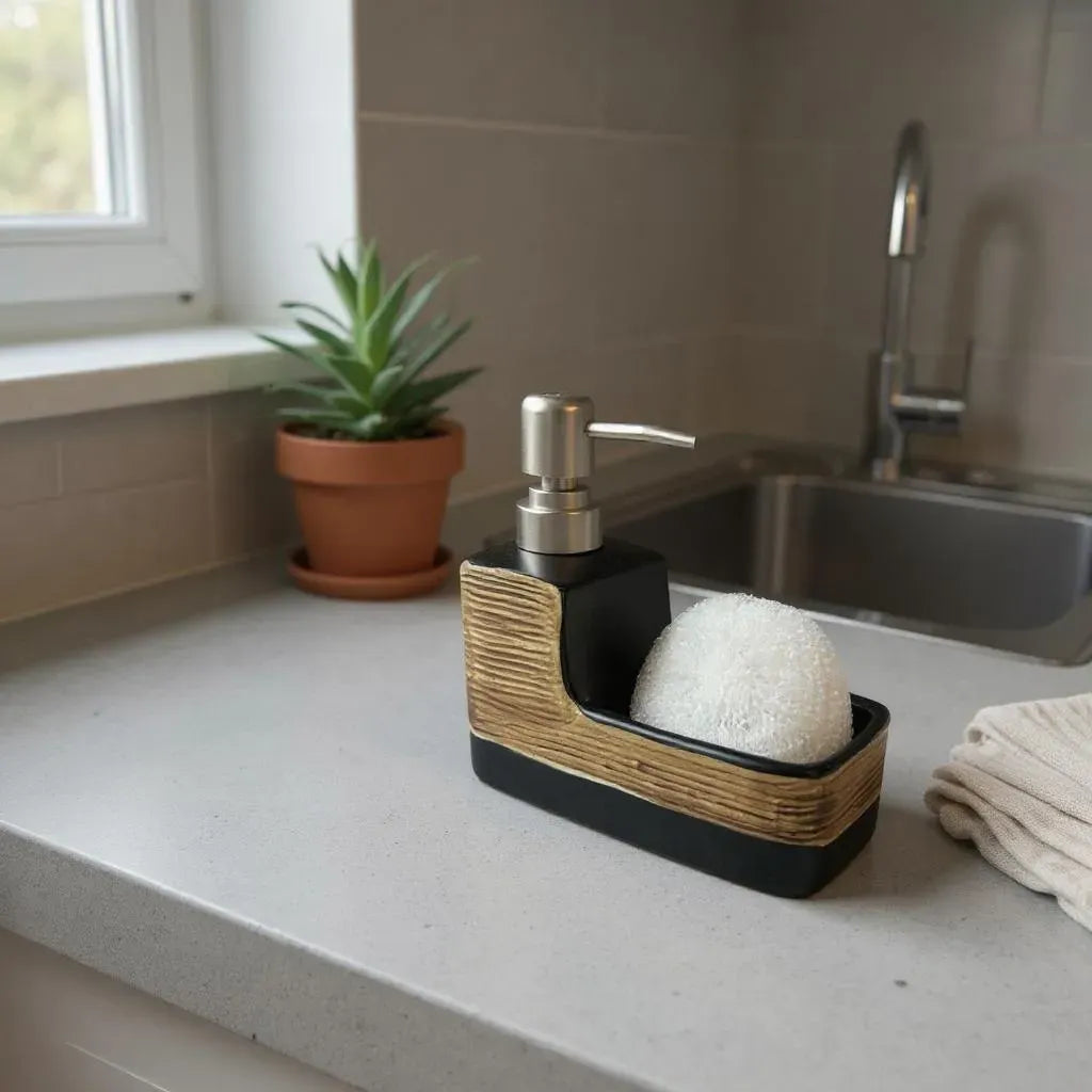 Dispenser de Sabonete Cerâmica Marrom Elegance Alidolado