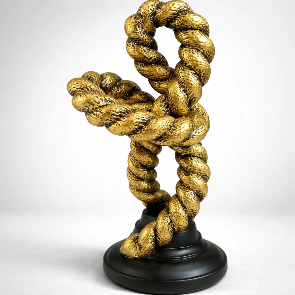 Escultura Decorativa Abstrata Espiral Moderna Dourada em Resina