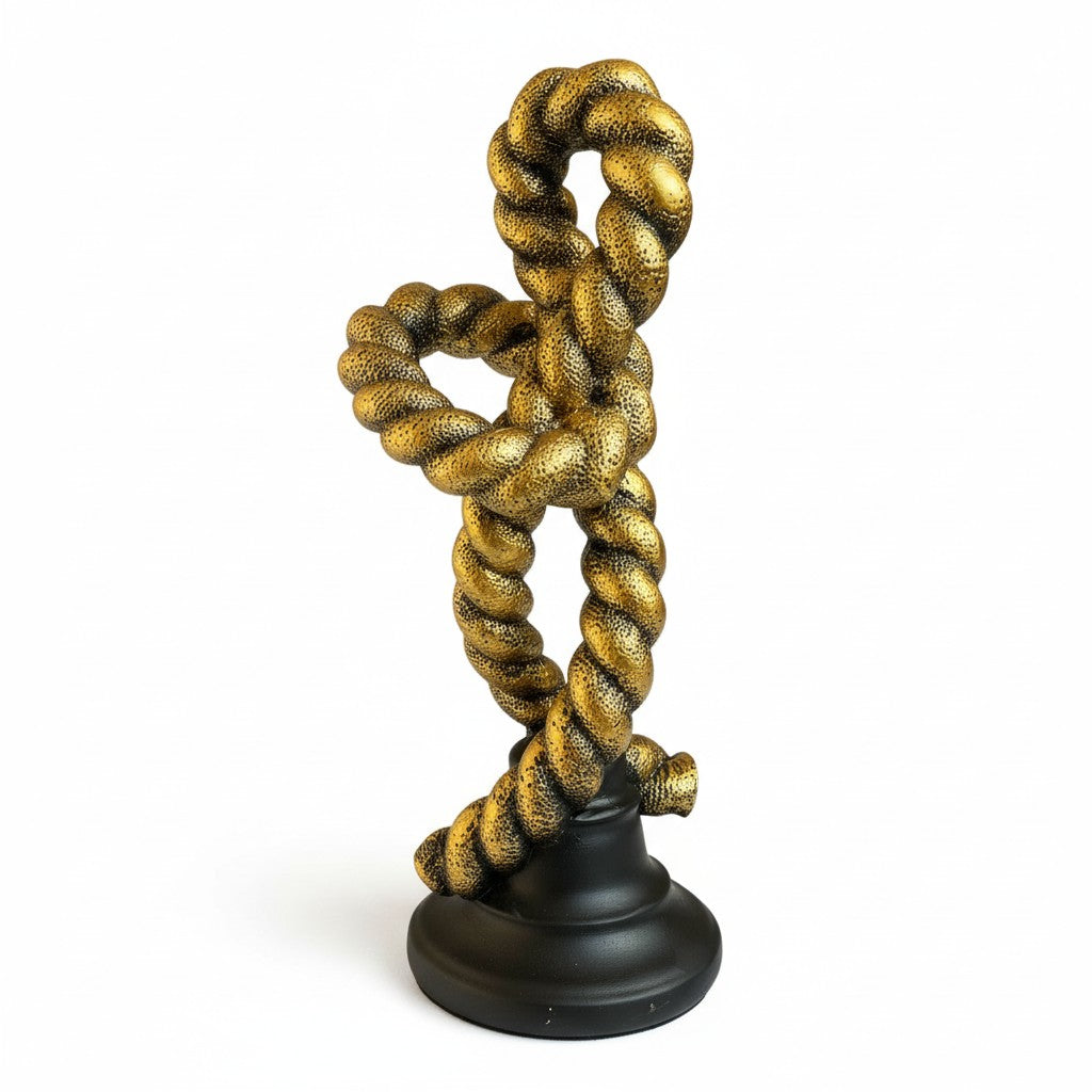 Escultura Decorativa Abstrata Espiral Moderna Dourada em Resina