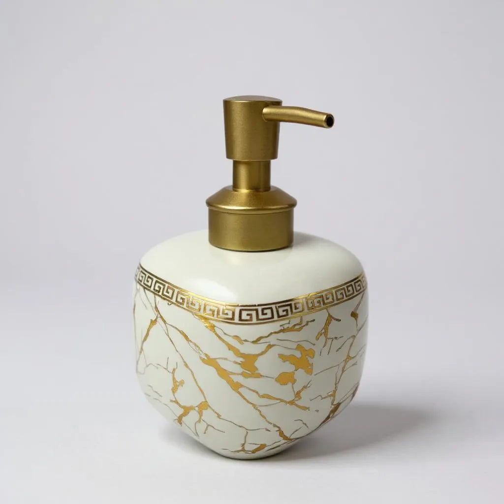 Dispenser de Sabonete Cerâmica Branco Elegance Alidolado