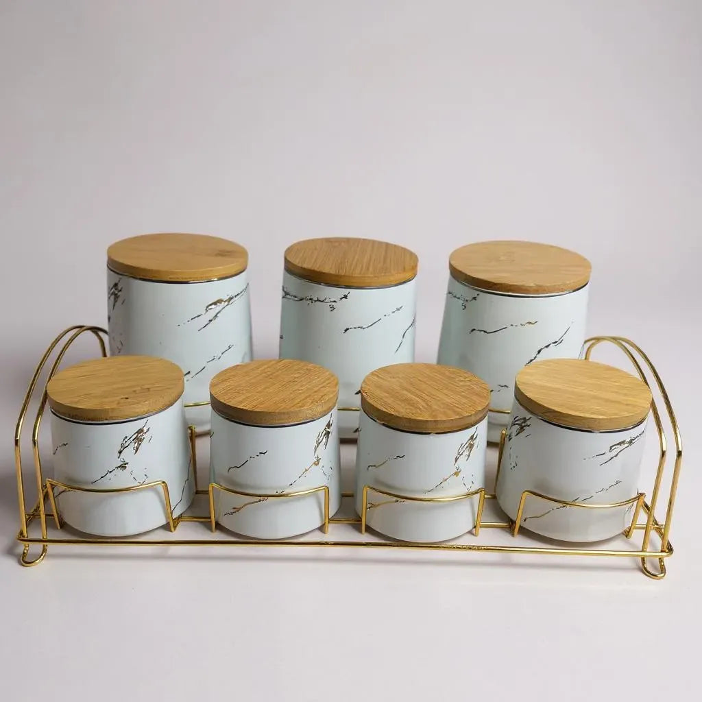 Conjunto de Cerâmica Branco com Tampas e Bandeja Alidolado
