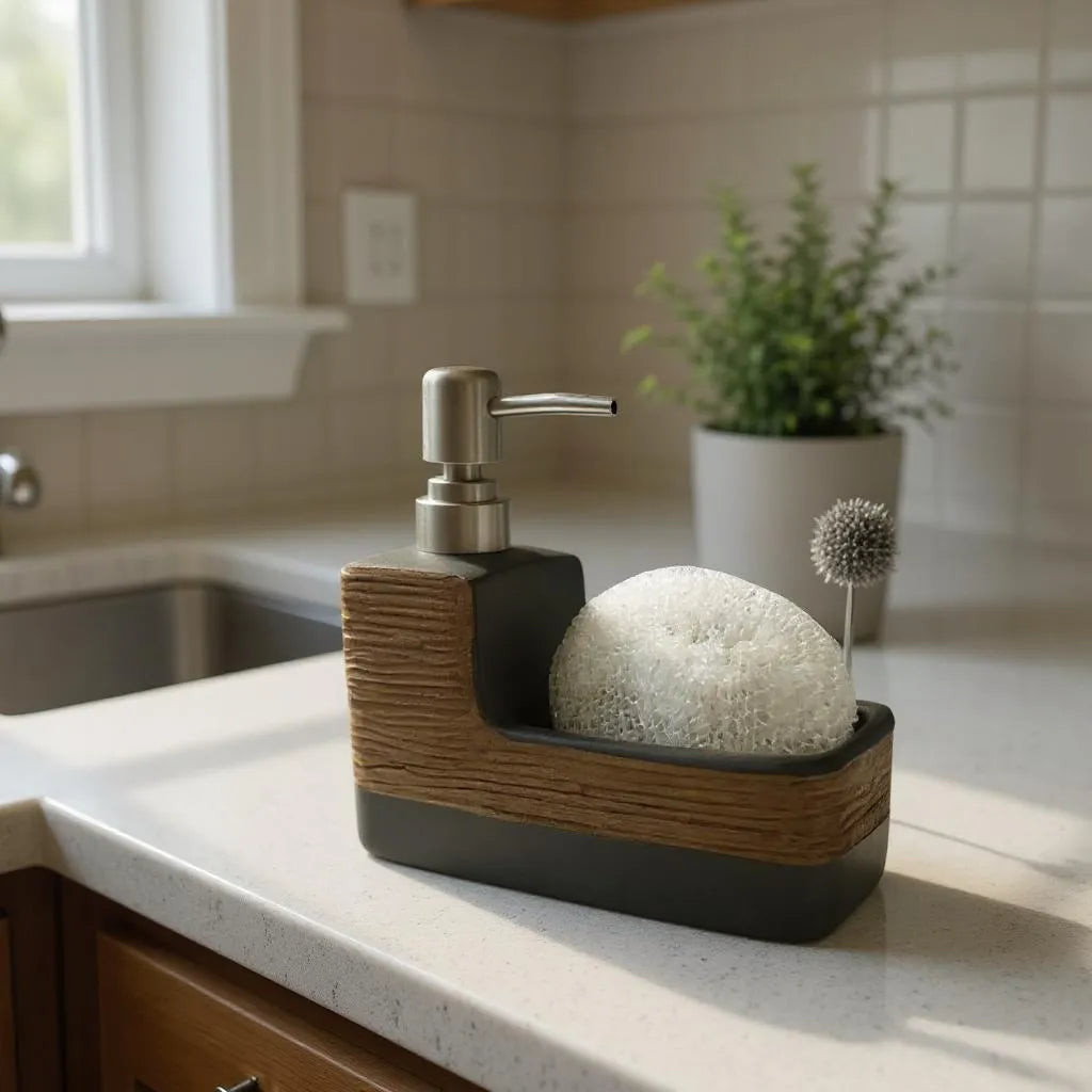 Dispenser de Sabonete Cerâmica Marrom Elegance Alidolado