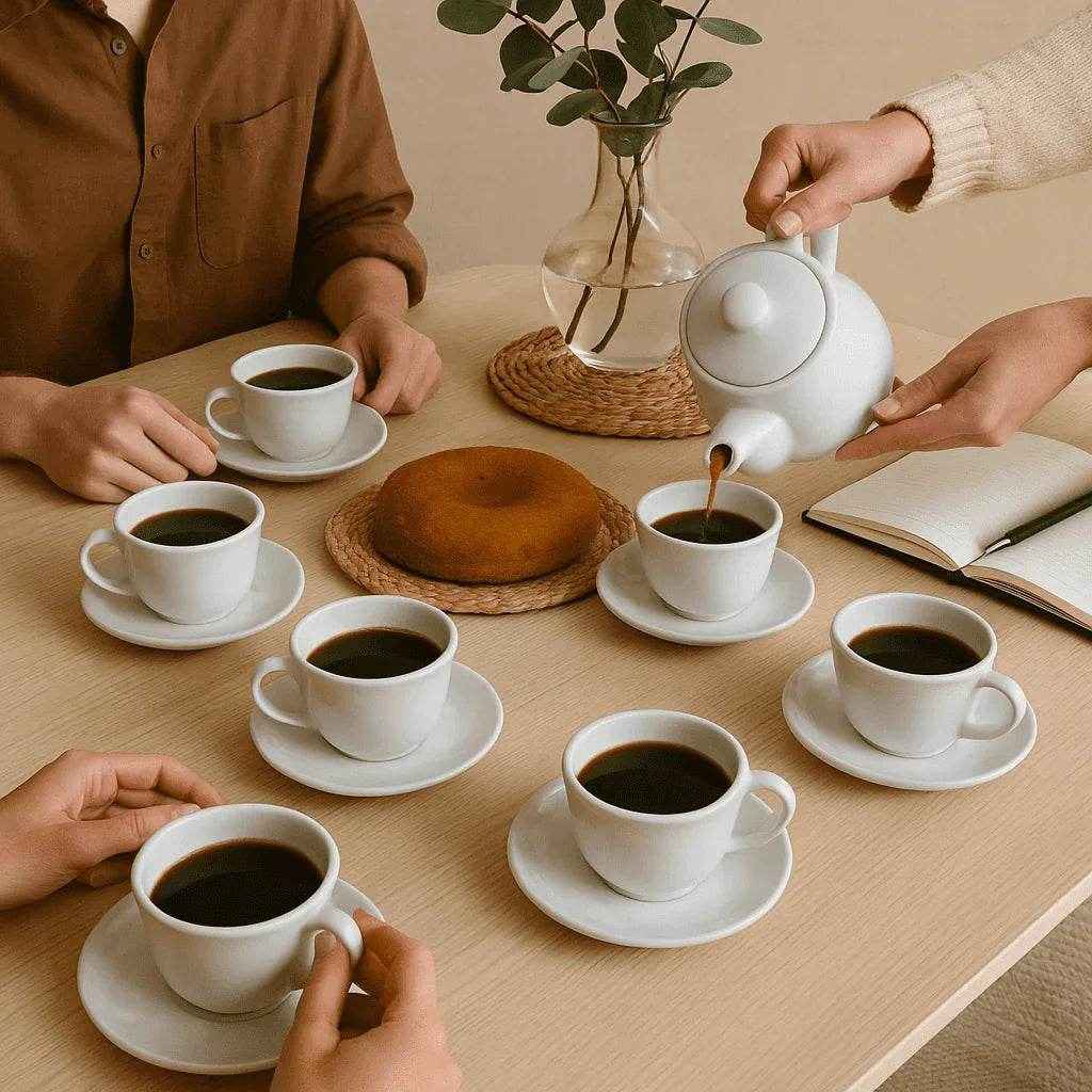 Jogo Xícaras Café Com Pires Chá 12 Peças Branco