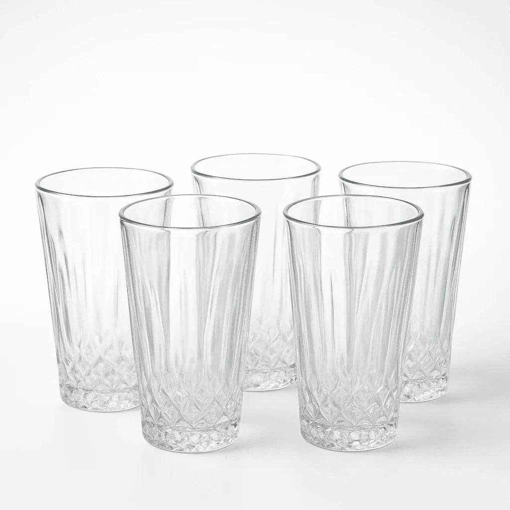 Conjunto de 6 Copos Alto de Vidro 370ml Estilo Cristal Alidolado