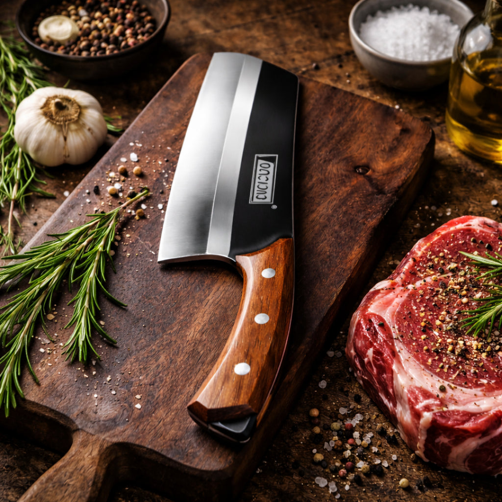 Faca de Cozinha WE-073 com Cabo Estilo Madeira - F-140A