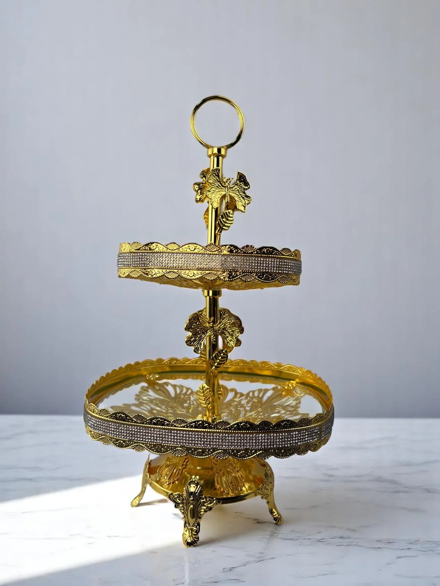 Centro de Mesa Decorativo em Vidro Dourado Alidolado