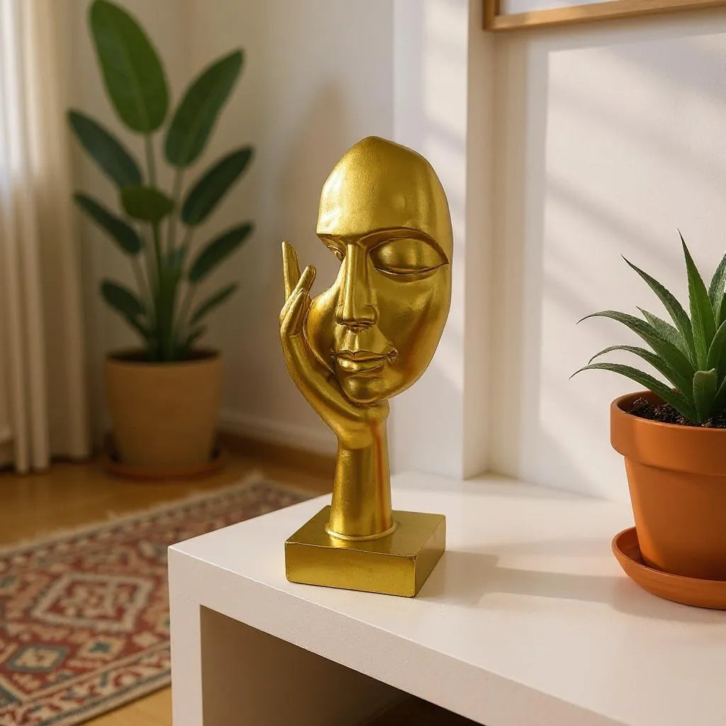 Escultura de Resina Silêncio Dourado Alidolado