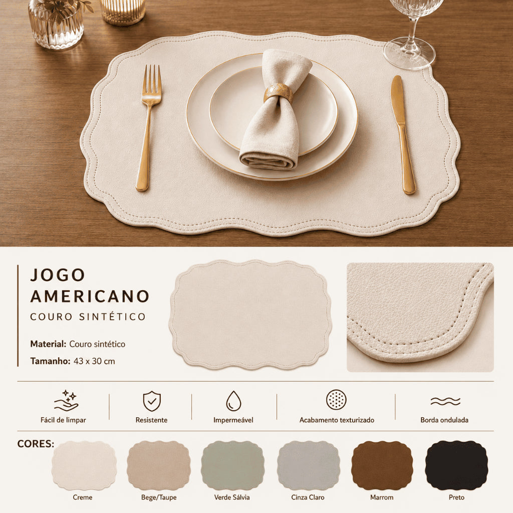 Kit 6 Jogos Americanos Soulsplat Cantos Arredondados Liso